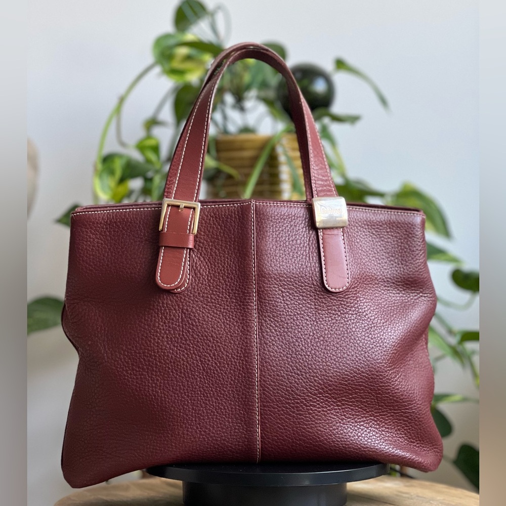 Burberrys Brown Leather Tote Bag Vintage EUC